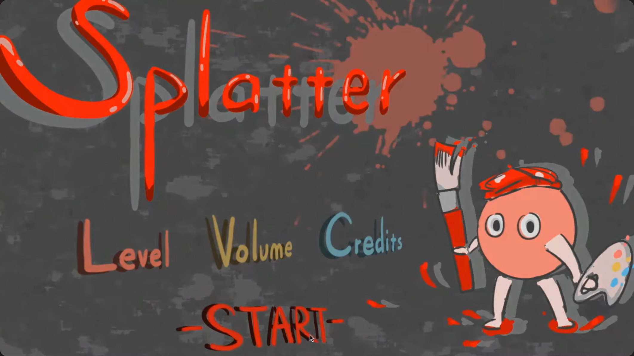 Gameplay screenshot of Splatter!, an original 2D paint-shooting game